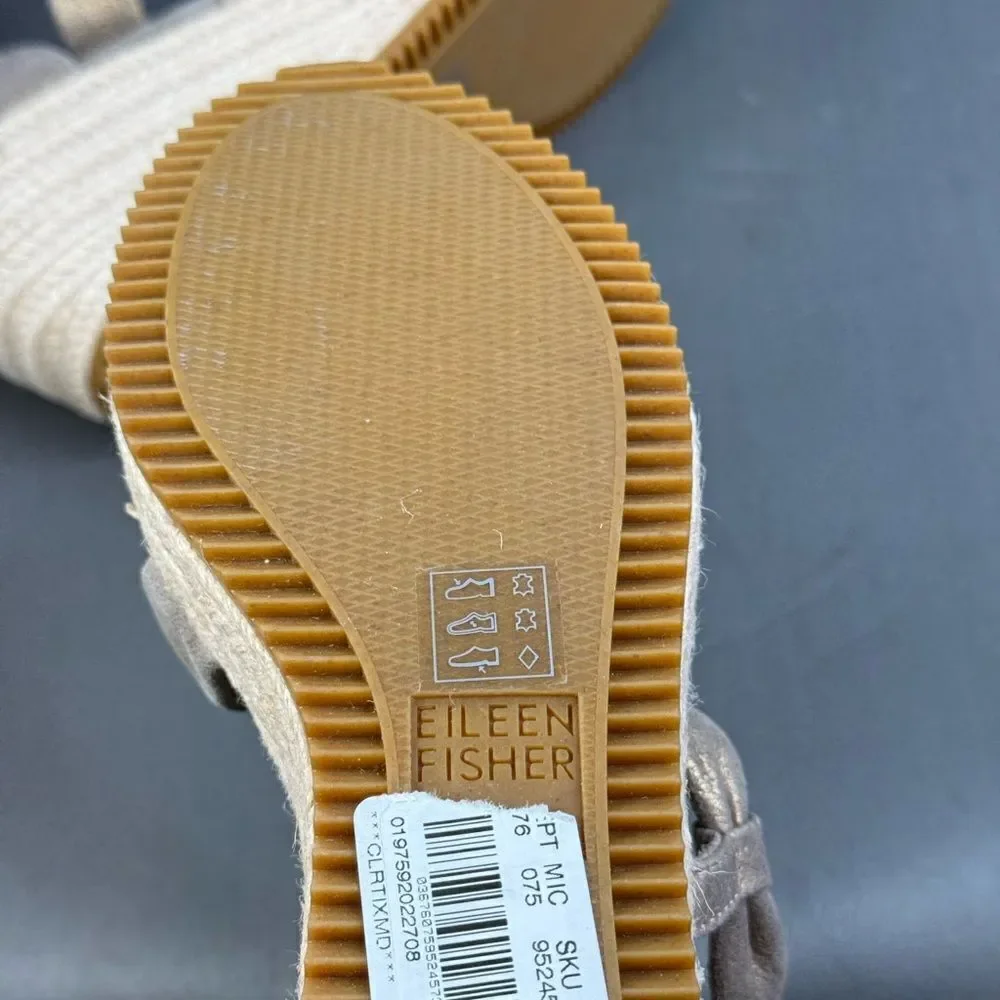 Eileen Fisher Espidrilles Sandals Island Platinum Metallic shoes women’s size 8